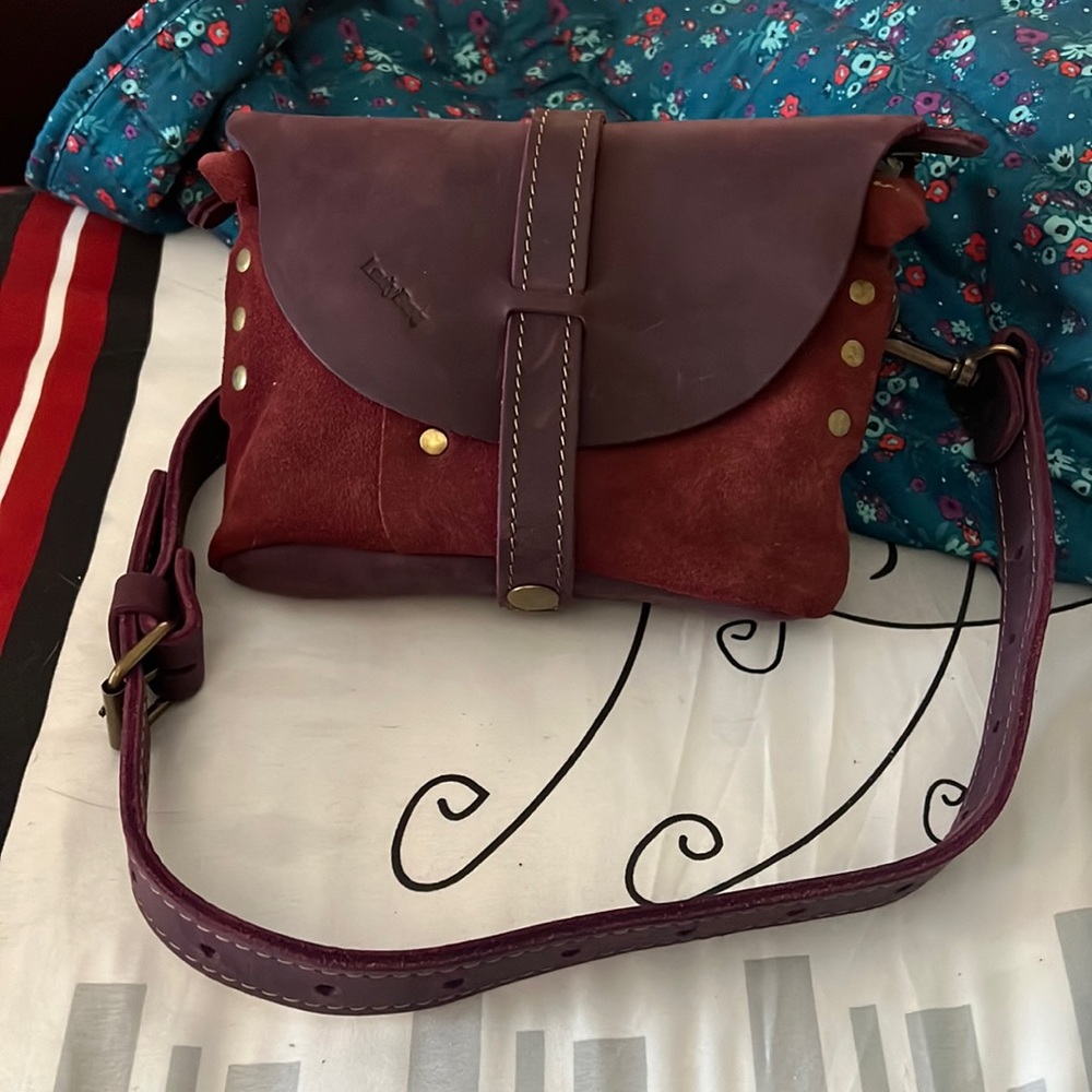 Unique LadyBuQ Art Handmaid Suede and Leather Crossbody Bag